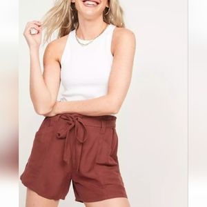 Old Navy High-Waisted Linen-Blend Paperbag Shorts XS